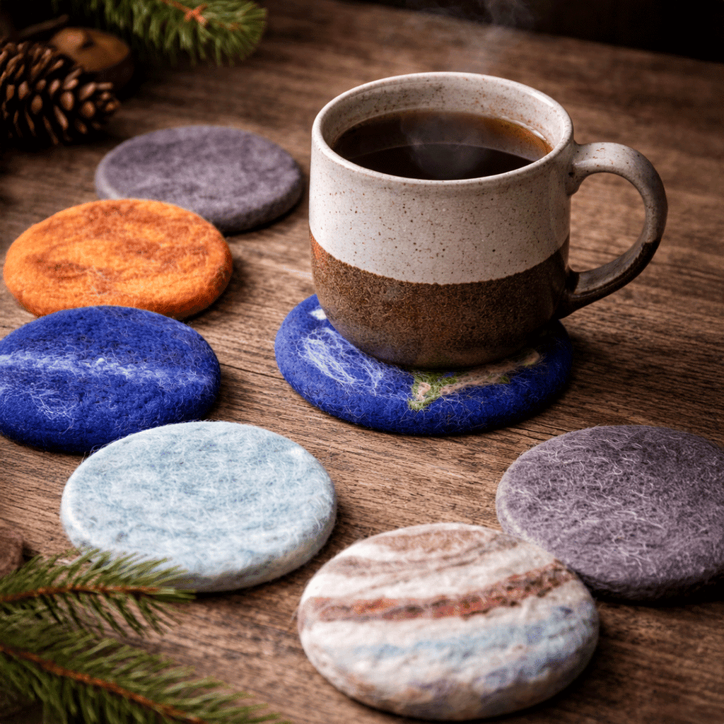Planetary Wool Coasters